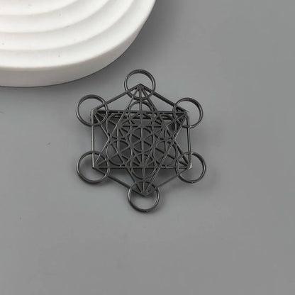 Broche Metatron creuse en acier inoxydable plaqué or 18 carats,