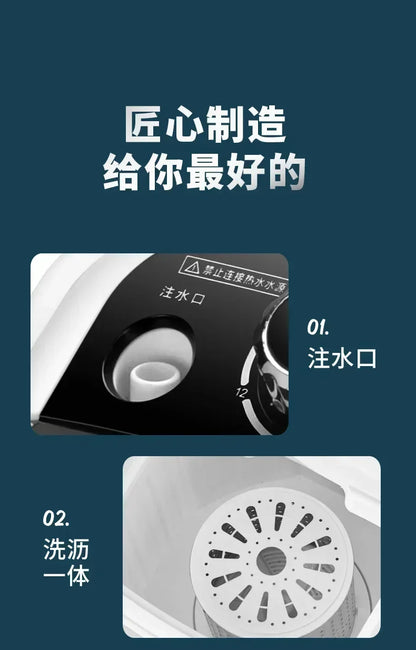 Machine à laver semi-automatique à baril unique de 7KG, compacte, lave-linge à lumière bleue UV