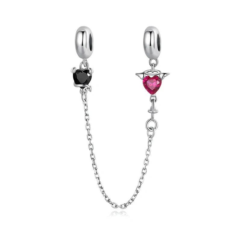 Meilleure vente 100% argent Sterling 925 la clé de coeur silicone sécurité chaîne breloque Wostu Original perles Bracelet bijoux CQC606