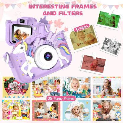 Belle licorne enfants Mini appareil photo numérique peut prendre des photos vidéo petite caméra photographie enfants cadeau d'anniversaire enfants jouets
