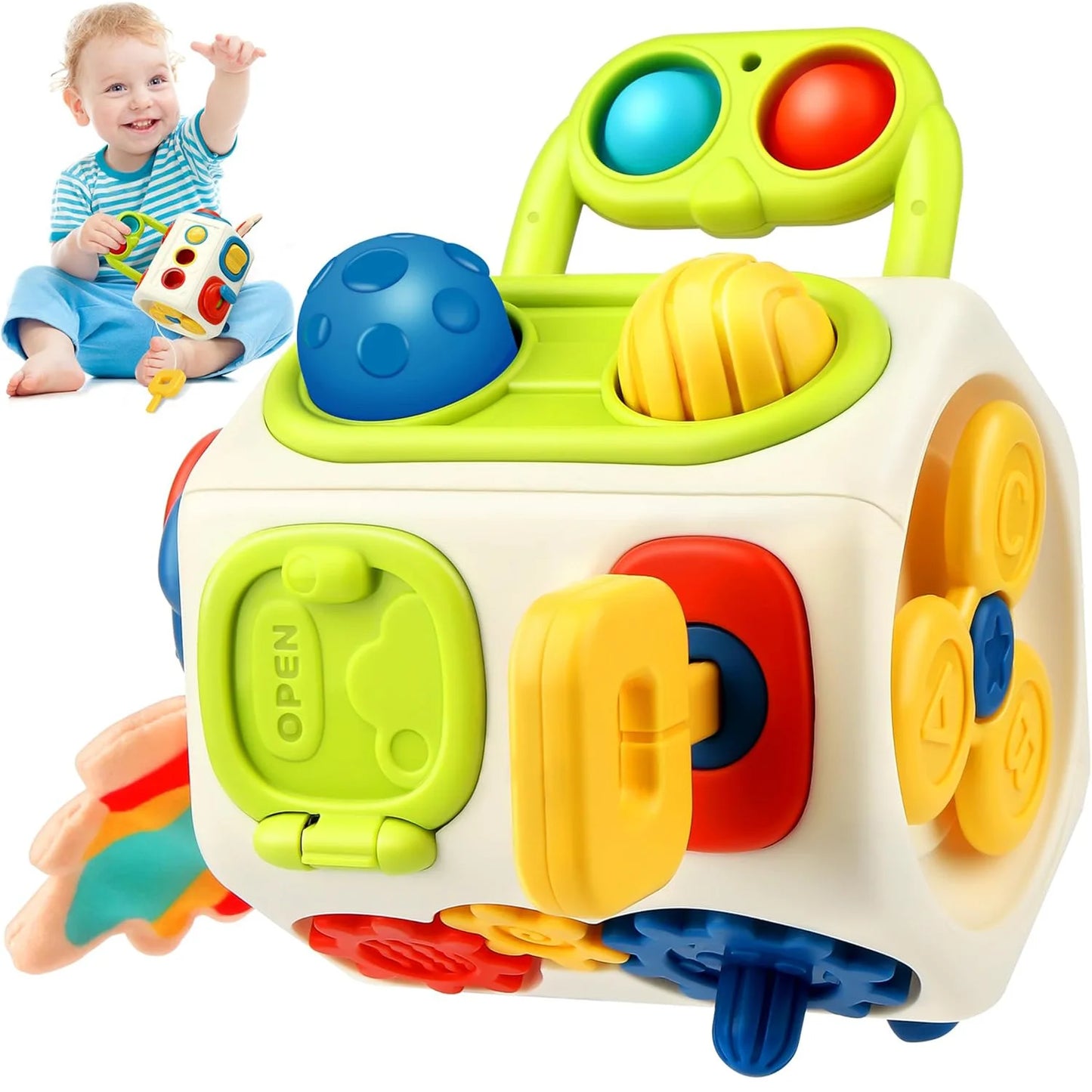 Cube occupé Montessori, jouets pour activités sensorielles pour tout-petits, planche occupée, apprentissage éducatif précoce, jouets de voyage, cadeau pour enfants