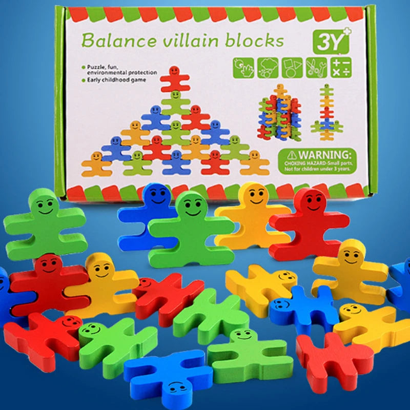 Blocs de méchant d'équilibre en bois, jouets Montessori pour les tout-petits, jouets éducatifs à empiler pour les motricité Fine, l'observation et la correspondance