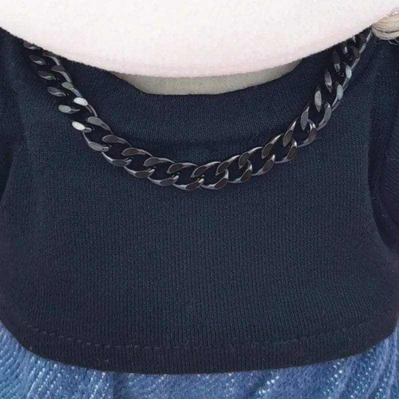 Pour V1 V2 V3 Labubu pendentifs collier en argent avec couvre-chef Labubu tenue collier accessoires