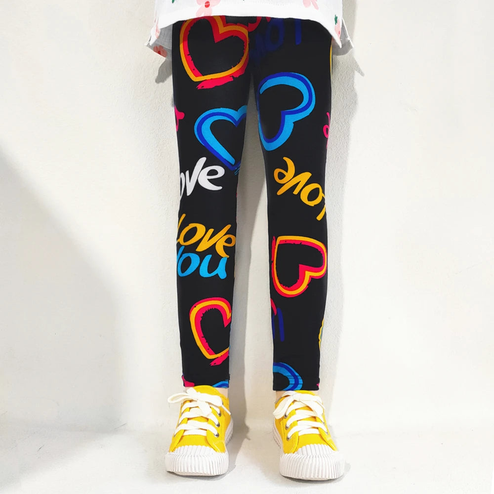 Leggings doux pour filles, pantalons pour enfants, imprimé de fleurs, slim, élastique, crayon
