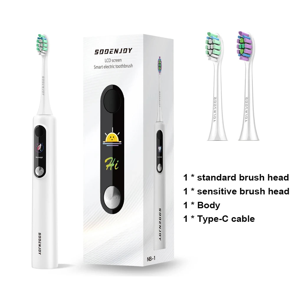 SOOENJOY NB-1 brosse à dents électrique sonique écran LCD intelligent brosse à dents sonique Mode bricolage nettoyeur automatique adulte IPX7 étanche