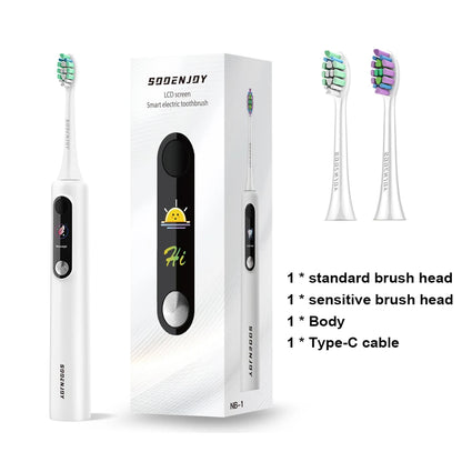 SOOENJOY NB-1 brosse à dents électrique sonique écran LCD intelligent brosse à dents sonique Mode bricolage nettoyeur automatique adulte IPX7 étanche