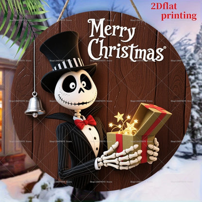 Joyeux noël le cauchemar avant noël Logo personnalisé rond en bois suspendu signe porte d'entrée mur vacances décoration