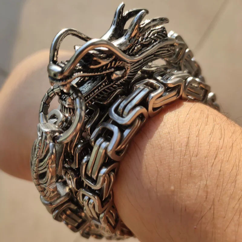 Bracelets en forme de tête de dragon pour hommes, fouet d'autodéfense, collier en acier au titane, bijoux de mode, gadgets de taille, cadeaux sympas, EDC