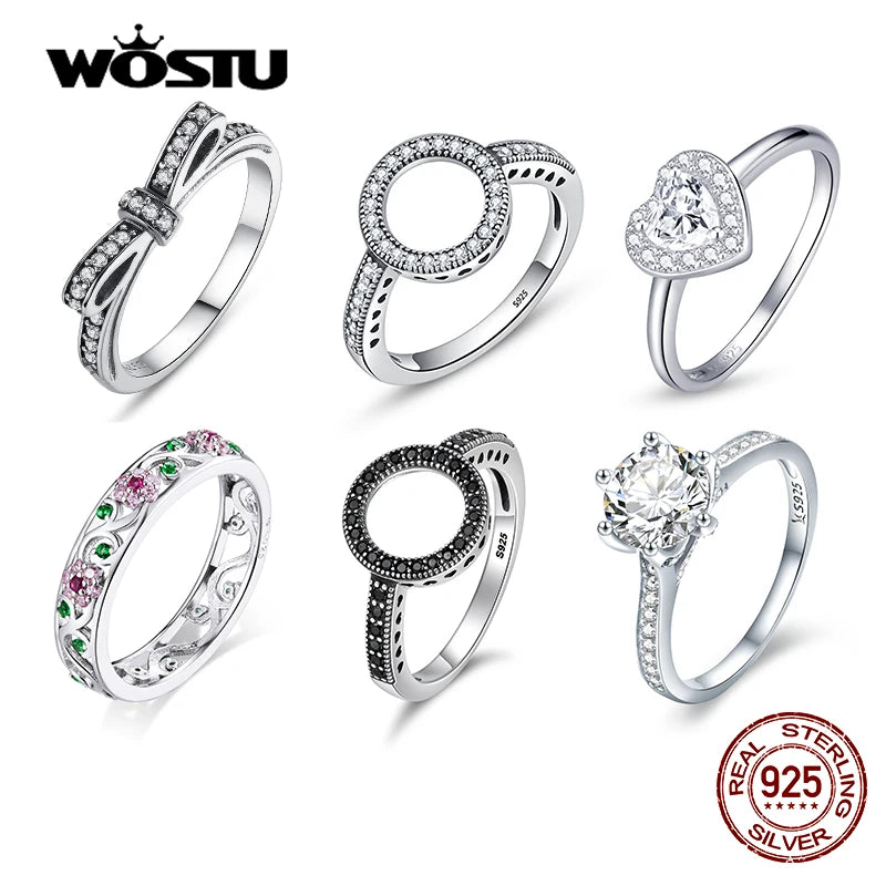 WOSTU 2019 grosses soldes argent Sterling réel 925 anneaux de doigts de cercle chanceux pour les femmes bijoux de mode cadeau livraison directe CQR041