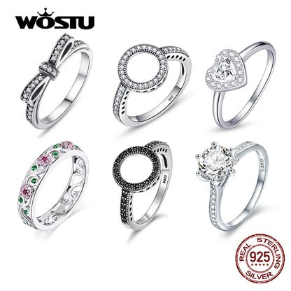 WOSTU 2019 grosses soldes argent Sterling réel 925 anneaux de doigts de cercle chanceux pour les femmes bijoux de mode cadeau livraison directe CQR041