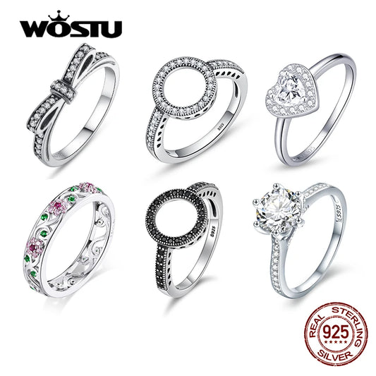 WOSTU 2019 grosses soldes argent Sterling réel 925 anneaux de doigts de cercle chanceux pour les femmes bijoux de mode cadeau livraison directe CQR041