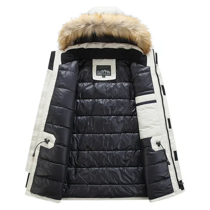 Parkas à capuche en fourrure d'hiver pour hommes, coupe-vent pour la neige, épais-30 degrés, garde au chaud, vestes d'extérieur, taille 6XL
