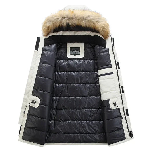 Parkas à capuche en fourrure d'hiver pour hommes, coupe-vent pour la neige, épais-30 degrés, garde au chaud, vestes d'extérieur, taille 6XL
