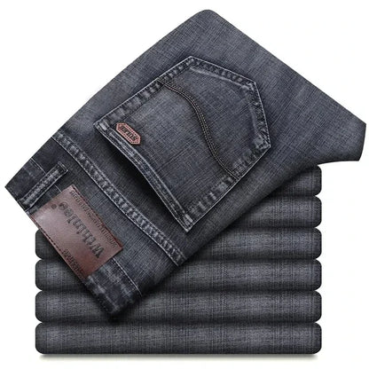 Jeans classiques gris noir pour hommes, jeans de travail, style décontracté, droits, à la mode, 2024