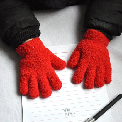 Gants d'hiver en fourrure pour enfants, mitaines à doigts complets, gants doux, garder au chaud, sourire, épais, bébé, enfants de 3 à 6 ans