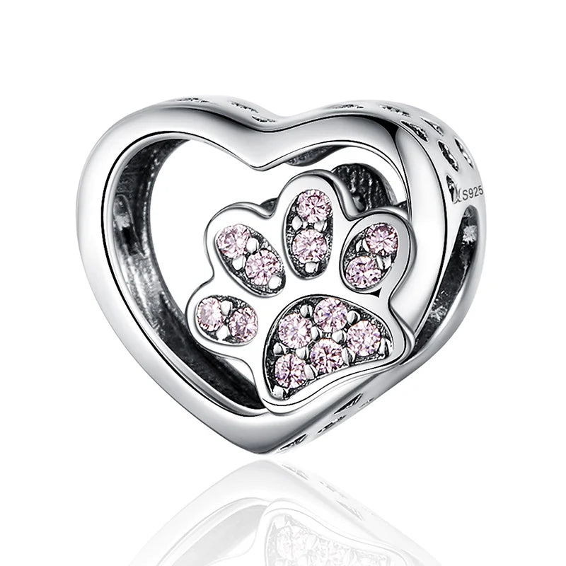 WOSTU 100% 925 argent Sterling rose Zircon cristal perles creux sculpté breloque pour la fabrication de bijoux ajustement Original Bracelet pendentif
