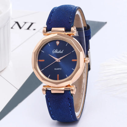 montres femmes rouge bracelet en cuir décontracté montres à Quartz