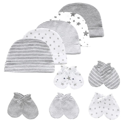 Kiddien'aime-Ensemble bonnet et gants pour nouveau-né, accessoires de vêtements pour bébé garçon, bonnets 100% coton, chapeau d'hôpital, mitaines trempées, 0-6M, lot de 10 pièces