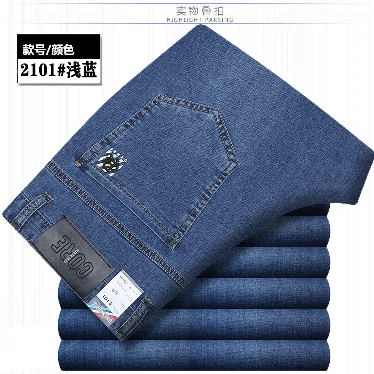 Jean Denim Fin pour Homme, Pantalon Droit, Décontracté, Bleu, Noir, Gris, Vêtements d'Été, Taille 40 42