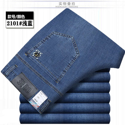 Jean Denim Fin pour Homme, Pantalon Droit, Décontracté, Bleu, Noir, Gris, Vêtements d'Été, Taille 40 42