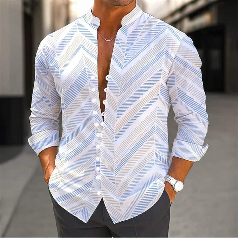 Chemise à manches longues pour hommes, transfrontalière d'été, imprimé bambou 3D, fleur, Vintage, col rabattable, manches longues, boutons