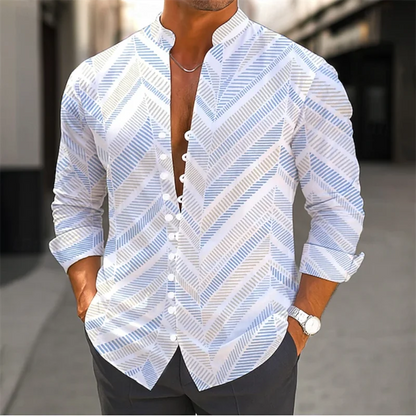 Chemise à manches longues pour hommes, transfrontalière d'été, imprimé bambou 3D, fleur, Vintage, col rabattable, manches longues, boutons