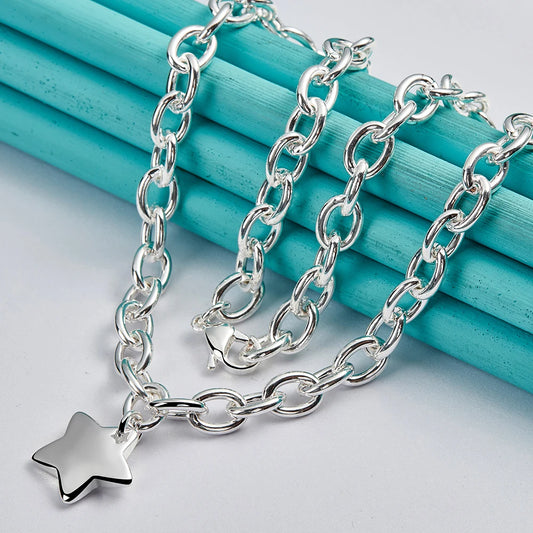 DOTEFFIL 925 pendentif étoile en argent Sterling 18 pouces chaîne collier pour femme mariage fiançailles bijoux de mode
