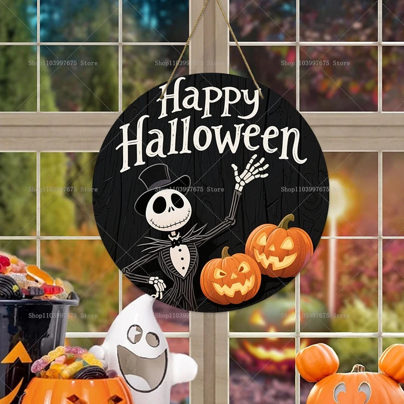 Décoration de fête d'halloween le cauchemar avant noël, panneau en bois citrouille, panneau mural suspendu, porte d'entrée, décoration de maison, cadeaux pour enfants
