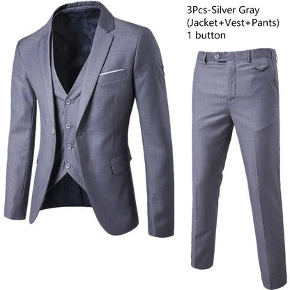 Costumes formels complets Ternos pour hommes, blazers élégants, pantalons et vestes, costume de luxe, vêtements de mariage, affaires, 2 pièces, 3 ensembles