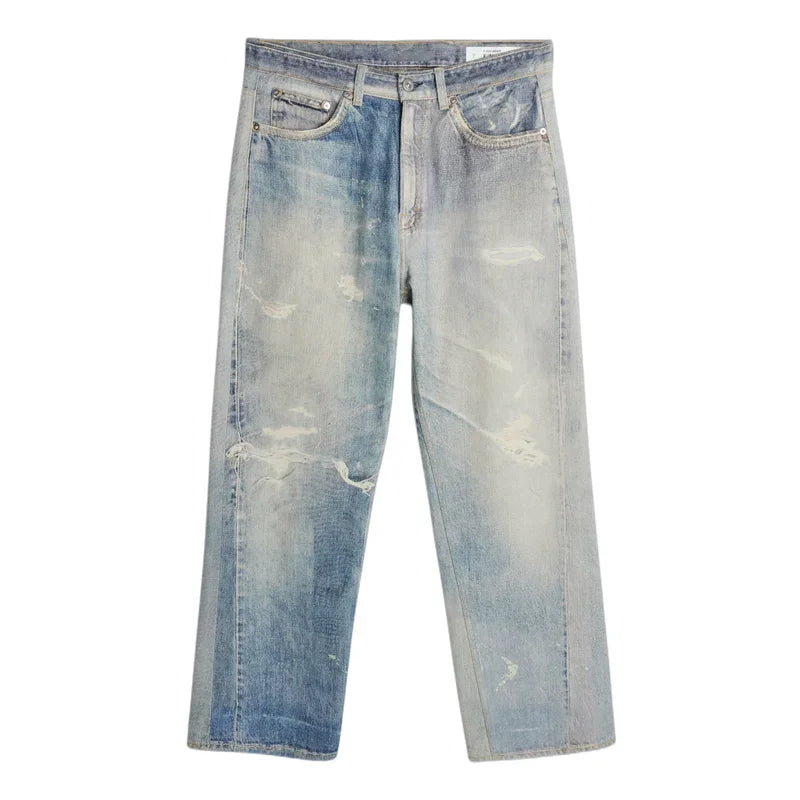 Notre héritage – jean imprimé bleu de qualité supérieure pour hommes, pantalon ample délavé, vêtements Y2k, pantalon en Denim décontracté