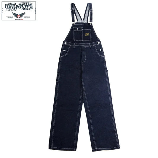 OKONKWO-Salopette Vintage en Denim à Rayures pour Homme, Vêtement de Travail Authentique en Coton, Style Décontracté, Nouvelle Collection