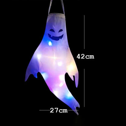 Fantôme Effrayant avec Lumière LED pour Halloween, Accessoire de Décoration d'Niket d'Extérieur, Pendentif d'Arbre, Ornement de ix, Fournitures de Bricolage