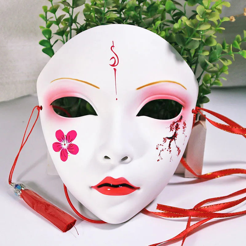 Masque de fête d'Halloween pour adultes, visage complet, style chinois, peint à la main, décoration, accessoires, mascara, anime, Tim, Hanfu