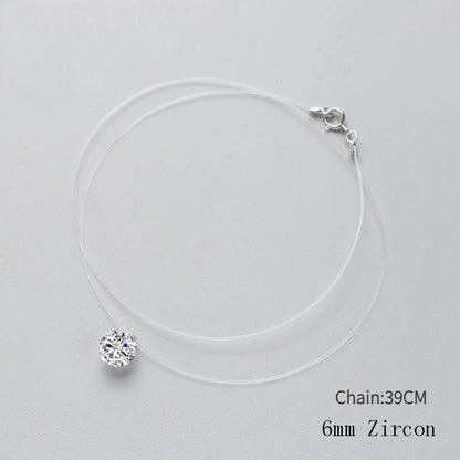 INZATT 925 argent Sterling Zircon cristal perle pendentif collier ras du cou ligne de pêche transparente 2020 bijoux fins pour les femmes