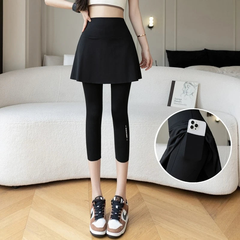 Jupe courte en soie glacée pour femmes, Style d'été, entrejambe, taille haute, jupe de sport de Yoga, fille épicée, Style doux et Cool, jupe plissée