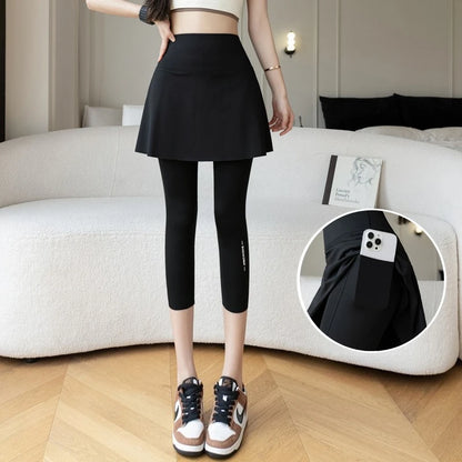 Jupe courte en soie glacée pour femmes, Style d'été, entrejambe, taille haute, jupe de sport de Yoga, fille épicée, Style doux et Cool, jupe plissée