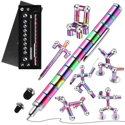 Stylo Fidget de décompression magnétique, stylo à bille en métal multifonctionnel avec boules magnétiques colorées, cadeau Gadget Cool pour les enfants