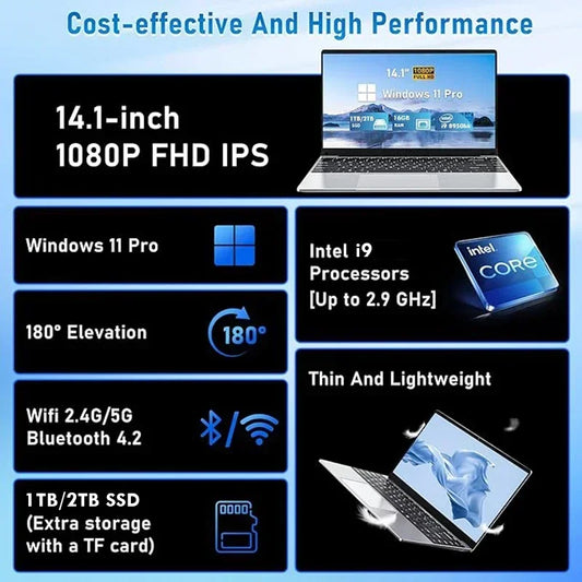 Intel Core i9-8950HK Laptop 16GB RAM 2TB SSD Laptops 1920*1080 Notebook i9-8950hk Laptop 14.1 Inch Office Laptop