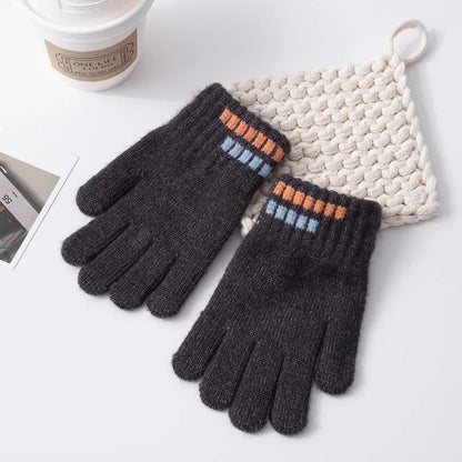 Gants d'hiver pour enfants, mitaines douces tricotées à doigt complet pour garçons de 5 à 12 ans, garde au chaud en plein air, automne