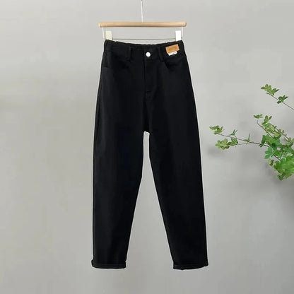 Pantalon en denim taille haute pour femme, style coréen, décontracté, adt ingent Harun, FJLadies, automne, nouveau, 2025