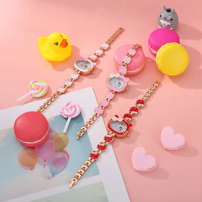 Hello Kitty  montre enfants décontracté  montres à Quartz rose