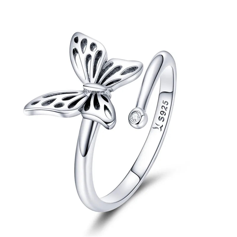 WOSTU-Bagues ajustables en argent regardé 925 pour femme, bijoux originaux empilables, taille ouverte