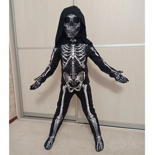Costume de crâne d'halloween pour enfants, déguisement de terreur, jeu à capuche, Cosplay, cadeau de vacances
