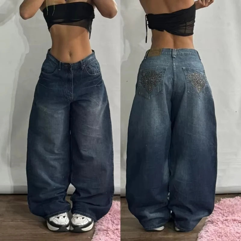 Tendances de la mode américaine Joker outillage poche Baggy jean femme rue Y2K nouveau Hip Hop surdimensionné pantalon à jambes larges unisexe jean