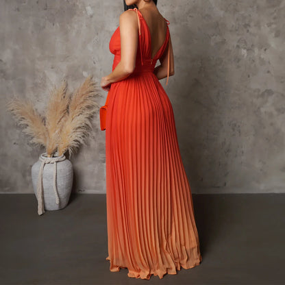 Femmes Halter robes Sexy cordon cocktail robes de soirée dégradé été robes de soirée élégantes mode longue robe de bal hy3