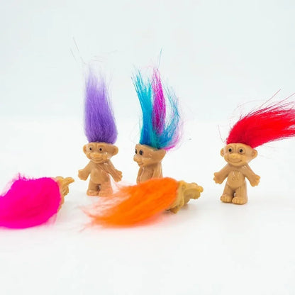 5 pièces/lot drôle Trolls poupées Anime figurine cheveux colorés membres de la famille modèles enfants jouets pour enfants cadeau nostalgique adulte