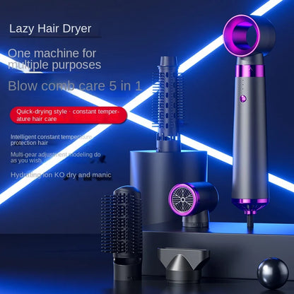 Sèche-cheveux professionnel à ions négatifs, usage domestique, peigne à air chaud, lissage et bouclage des cheveux, fer à friser, 5 en 1