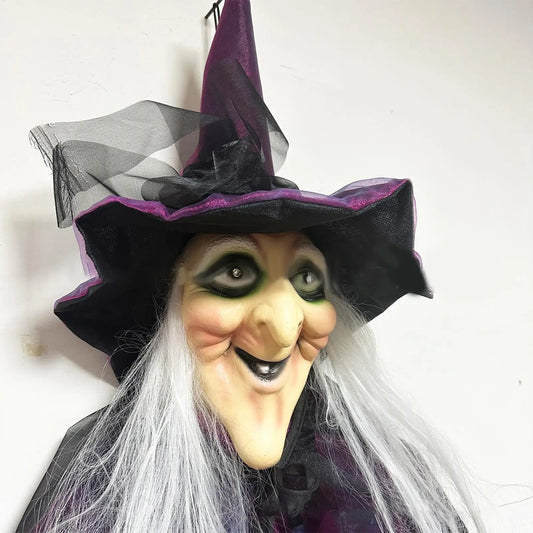 Sorcière lumineuse activée par le son d'halloween, fantôme suspendu, accessoires effrayants pour maison hantée, Bar, salle secrète, cour extérieure, fête dans le jardin