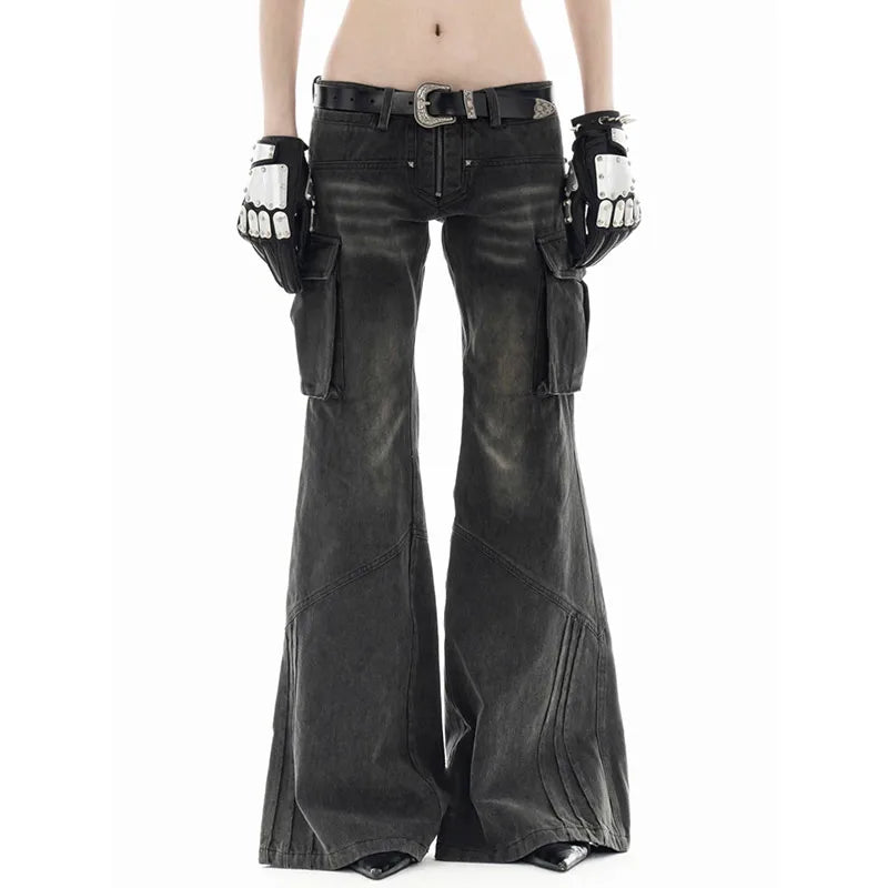 Jean taille haute en denim pour femme, pantalon large, streetwear décontracté, vintage, baggy, droit, surintendant, noir, mode hip hop, 2024