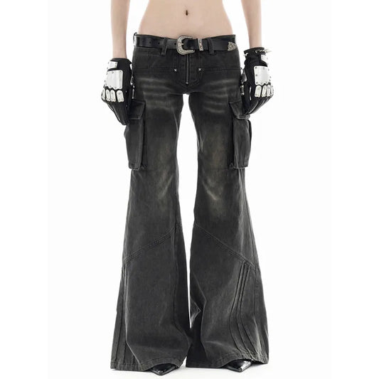 Jean taille haute en denim pour femme, pantalon large, streetwear décontracté, vintage, baggy, droit, surintendant, noir, mode hip hop, 2024